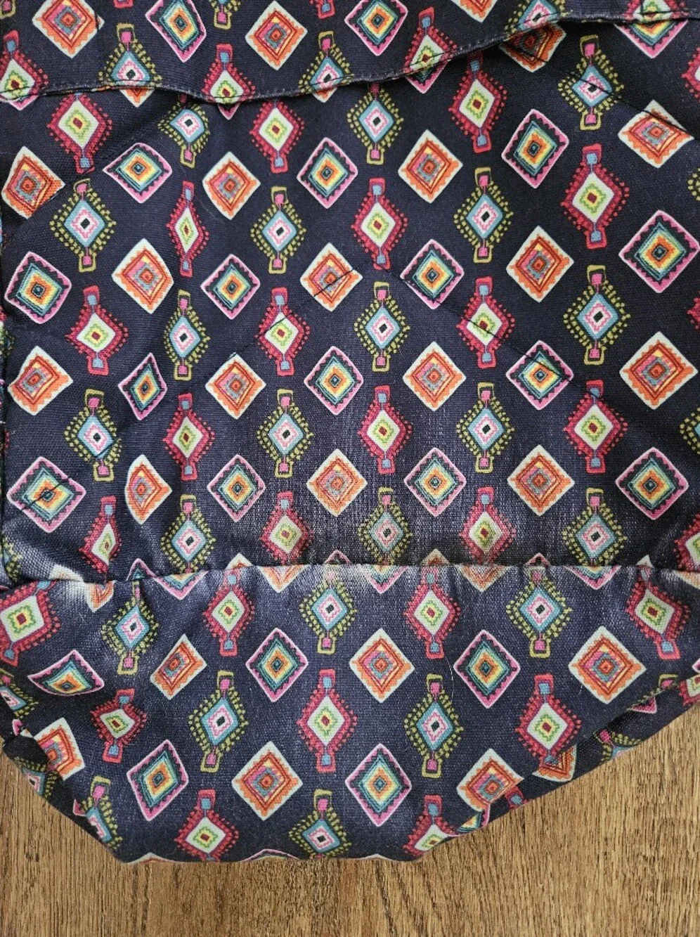 Vera Bradley Navy Backpack with Multicolor Diamond Print